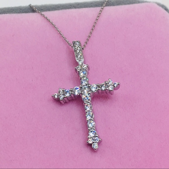 14k white gold cross necklace neo gothic silver - Picture 2 of 8
